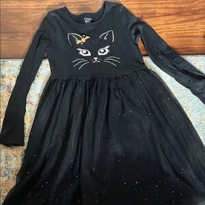 Jumping Beans Black Dress with Cat Design Size 8